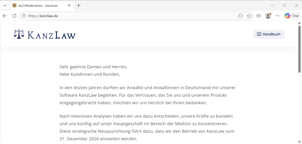 KanzLaw Kanzleisoftware für Mac stellt Betrieb ein